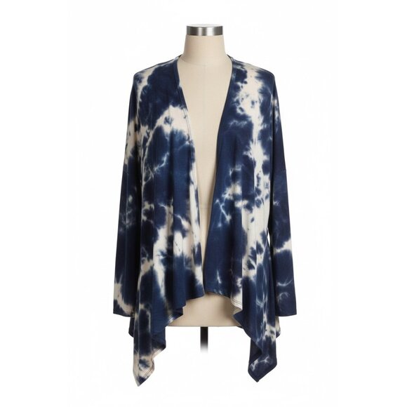 Boutique Sweaters - NWT Blue Tie Dye Open Front Draped Jersey Cardigan| Ethereal Grunge Boho Coastal